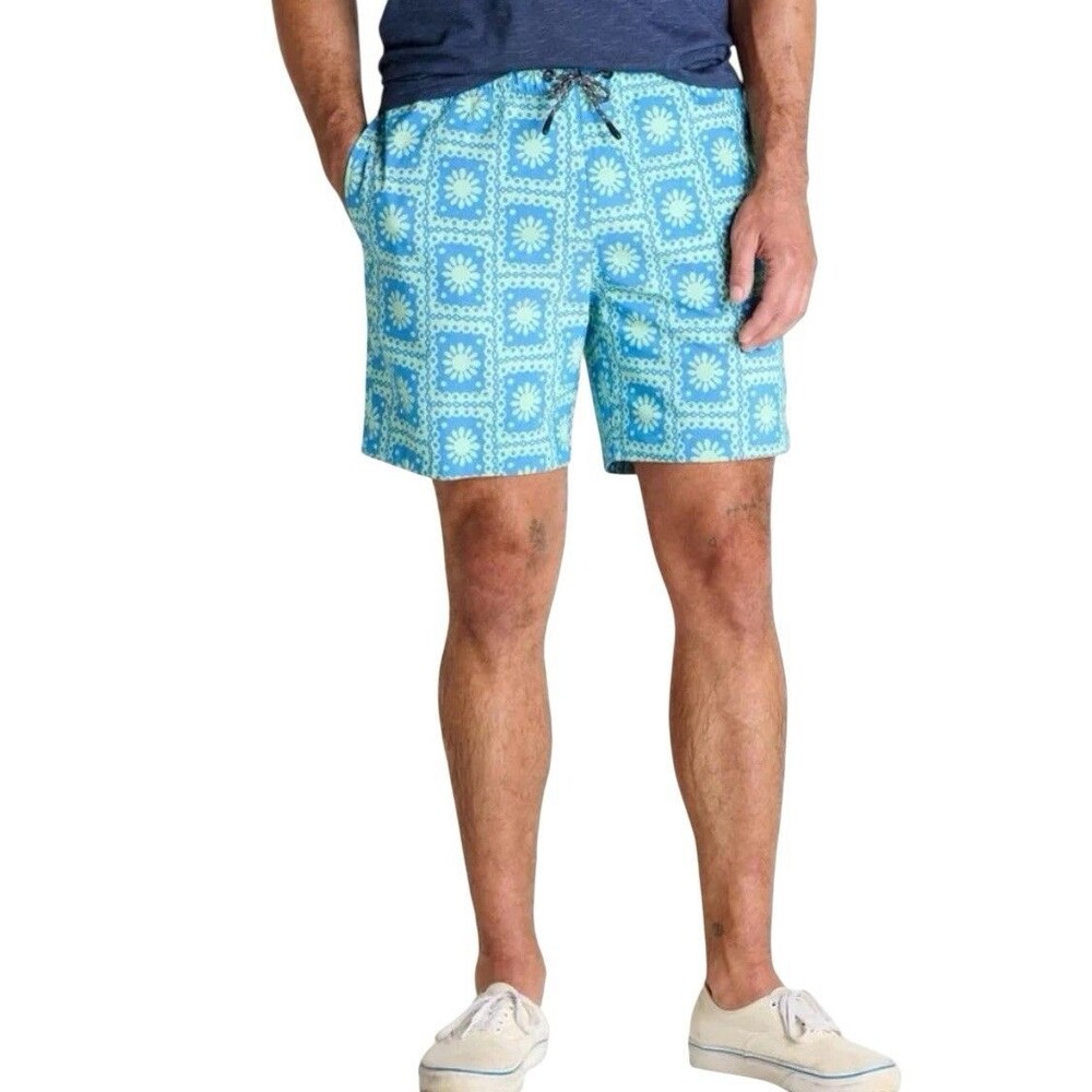 Toad & Co Mens Boundless Pull-on Swim Trunks Shorts XXL Organic Cotton Blue Aqua